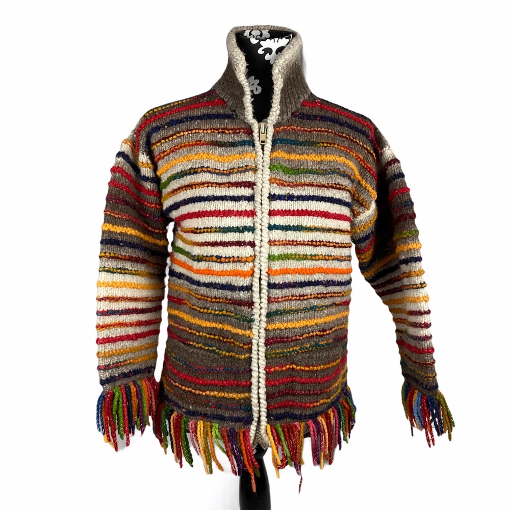 Vintage Sweater Venture Wool Handknit Jacket Coat